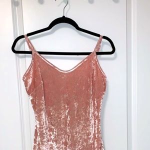 Pink velvet and fur mini dress